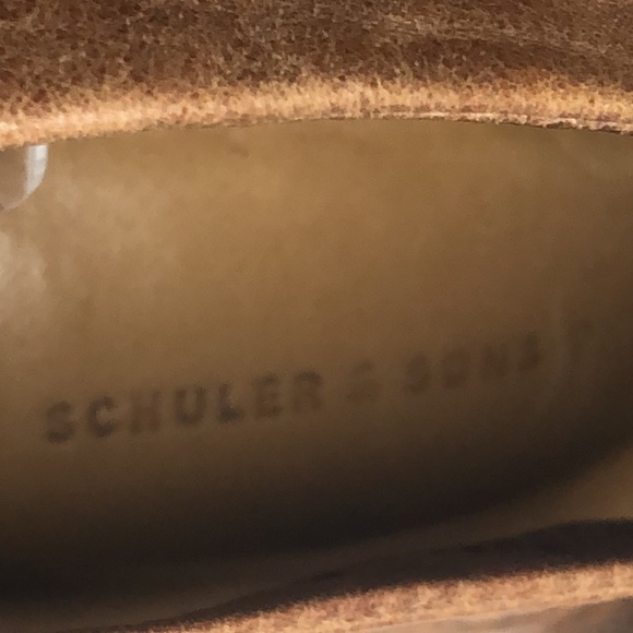 SCHULER & SONS Philadelphia Peep Toe Tie Back Tan Leather Heels 6 - Picture 6 of 11
